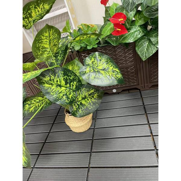 tall！！ Tidoin 1 ft. x 1 ft. Plastic Deck Tile in Dark Gray for