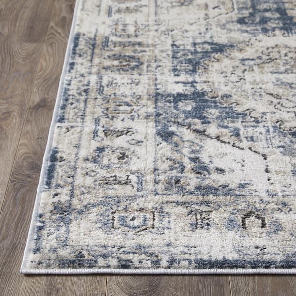 Kehleigh Auborn Cream 6 ft. 7 in. x 9 ft. 2 in. Oriental Polypropylene Indoor Area Rug