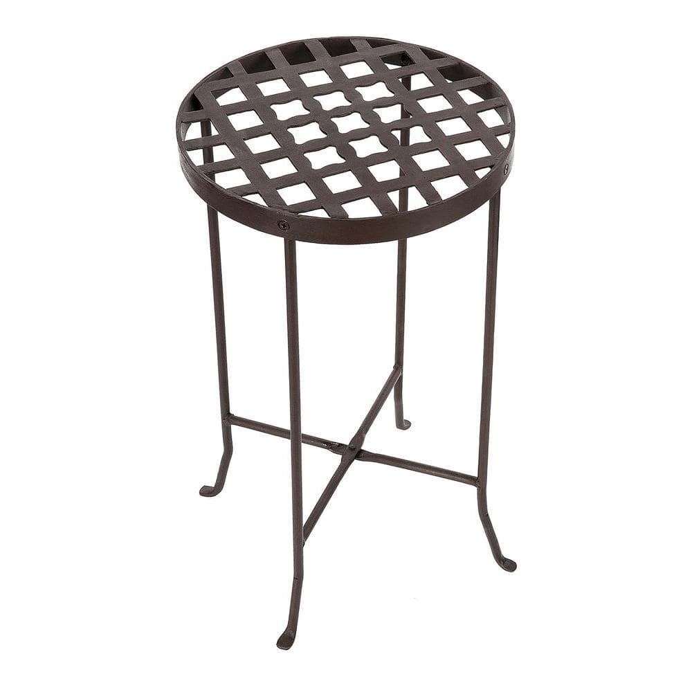 ACHLA DESIGNS 25 in. Tall Roman Bronze Powder Coat Metal Large Round Table Flowers Plant Stand