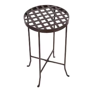 25 in. Tall Roman Bronze Powder Coat Metal Large Round Table Flowers Plant Stand