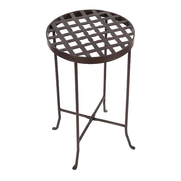 ACHLA DESIGNS 25 in. Tall Roman Bronze Powder Coat Metal Large Round Table Flowers Plant Stand