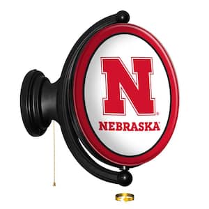 Nebraska Cornhuskers: Huskers Design - Original "Pub Style" Oval Rotating Lighted Wall Sign (23"L x 21"W x 5"H)