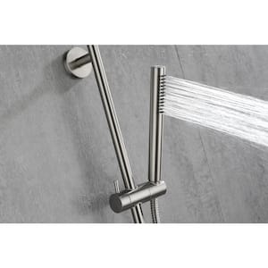 1-Spray Patterns 2.5 GPM 8.46 in. Rectangle Wall Mount Handheld Shower Head with Sliding Bar and Hose in Brushed Nickel