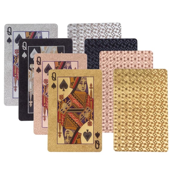 Waterproof Playing Cards - Metallic Card Decks - Durable, Pet Certified and Scratch-Resistant (4-Pack)