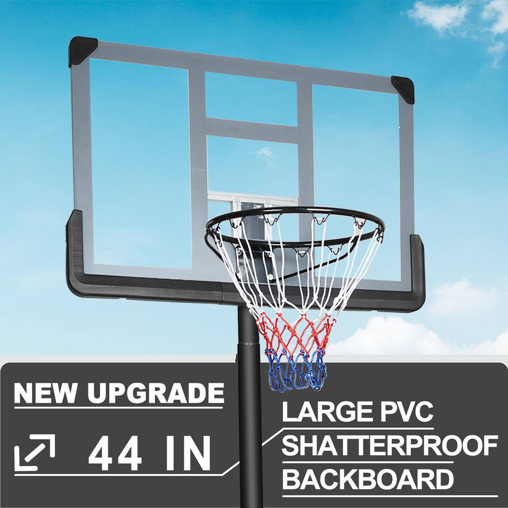 44" Adjustable Portable Basketball Hoop with Polycarbonate Backboard