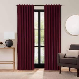 Luxury Cotton Velvet Port Solid Cotton 96 in. L x 50 in. W 100% Blackout Single Panel Rod Pocket Back Tab Curtain