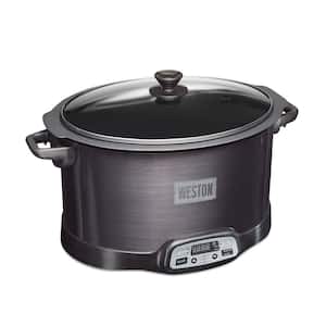 2-in-1 6 qt. Black Programmable Slow Cooker with Smoker