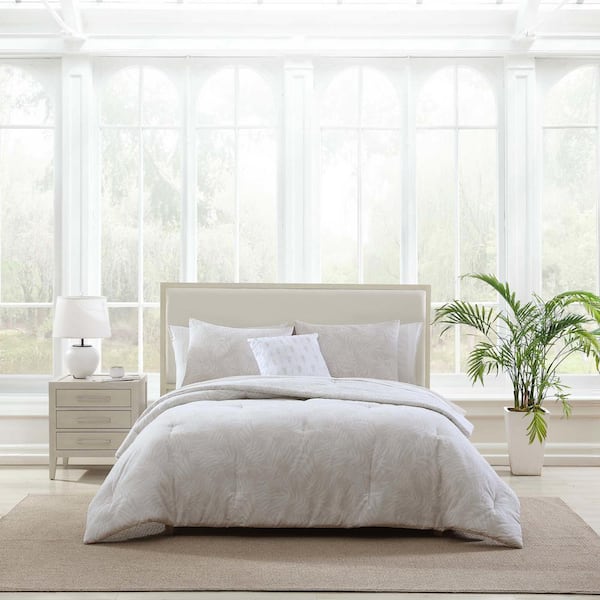 Art Of Palms 8-Piece Beige Cotton Queen Bed In A Bag Comforter Set