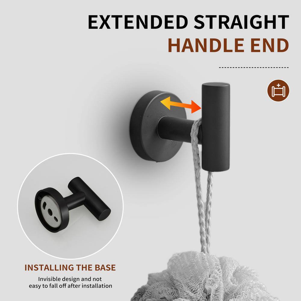 Matte Black Stainless Steel 6-Piece J-Hook Set