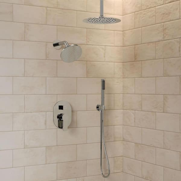ClassicRain Shower System 3-Spray Round 10 in. and 6 in. Dual Ceiling Mount with Handheld Shower 2.5 GPM in Chrome