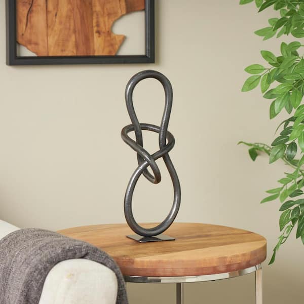 Litton Lane 7 in. x 15 in. Dark Gray Aluminum Abstract Sculpture