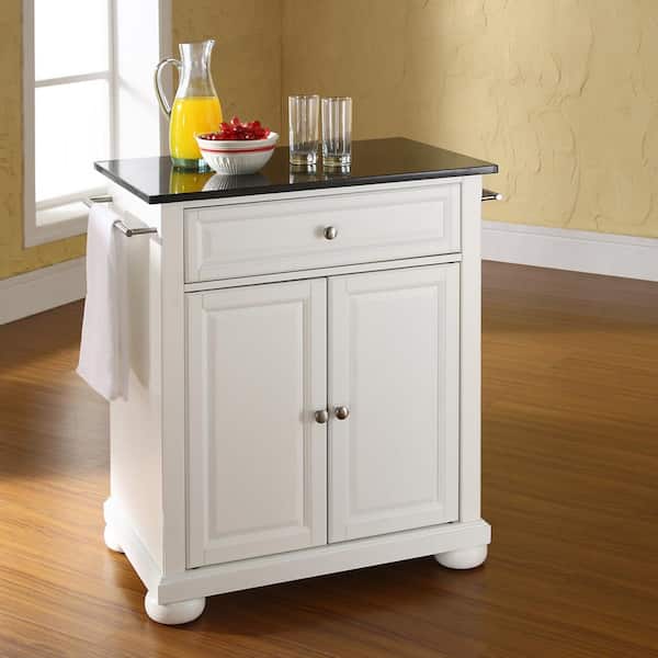 Crosley Alexandria Kitchen Cart with Granite Top, White