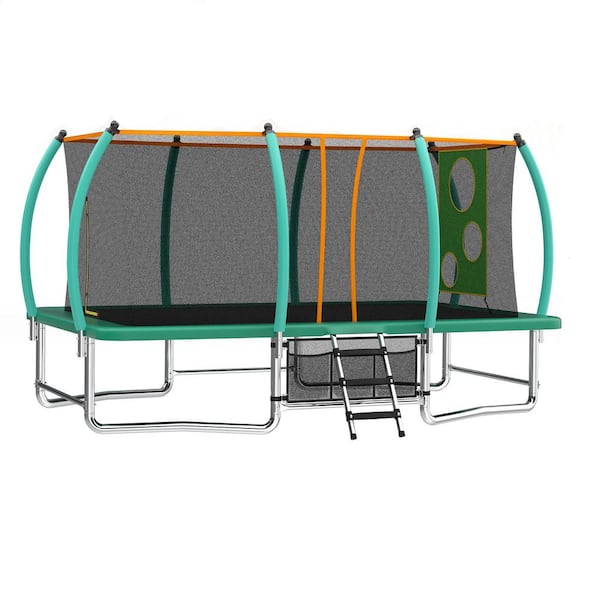 Unbranded Green 8 x 14 ft.  Outdoor Rectangular Trampolines for Kids Adults