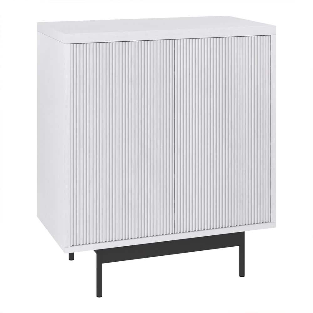Whitman 28" White Ridged MDF Accent Cabinet with Adjustable Shelving