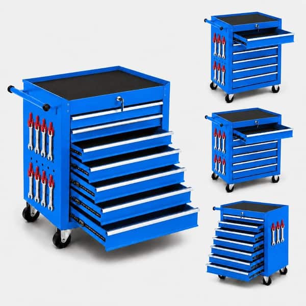 Rolling Tool Chest with Wheels, 7 Drawer Tool Storage Cabinet, Portable Toolbox Organizer with Locking System & Hooks