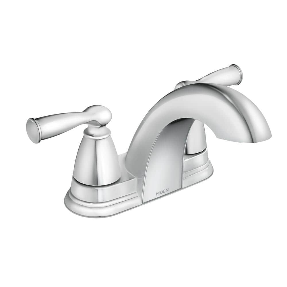 MOEN Banbury 4 In Centerset Double Handle Low Arc Bathroom Faucet In   Chrome Moen Centerset Bathroom Faucets 84942 64 1000 