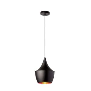 Helsinki 1-Light Matte Black, Gold Pendant with Metal Shade