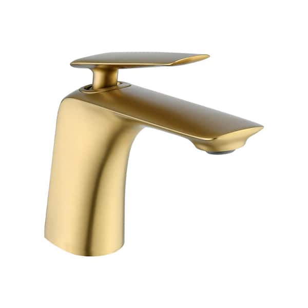 Unbranded Single Handle Single-Hole Bathroom Faucet with Pop-up Drain Assembly in Brushed Gold