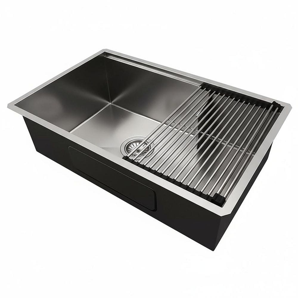 33 in. Undermount Single Bowl Gray Stainless Steel Kitchen Sink with Accessories price history on PriceWatchPro