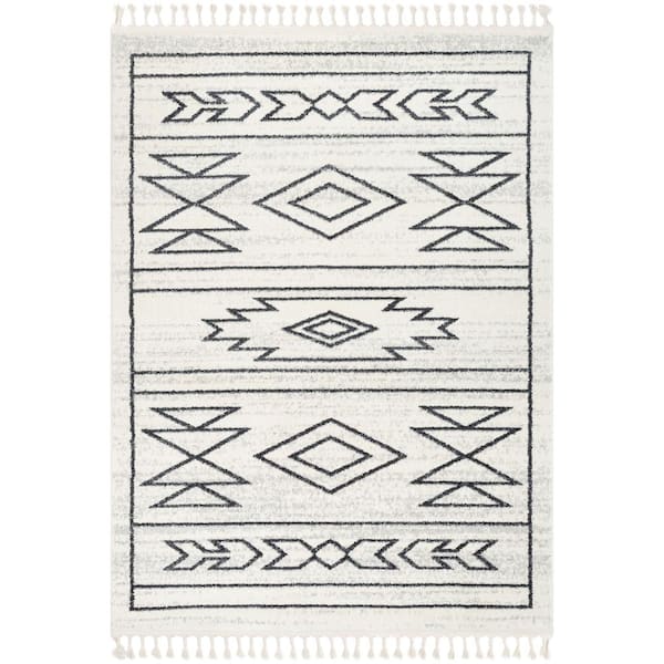 Well Woven Serenity Gota Ivory Moroccan Tribal 5 ft. 3 in. x 7 ft. 3 in. Distressed Area Rug