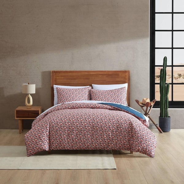 Wrangler Prairie Floral 2-Piece Red Cotton Twin Duvet Cover Set