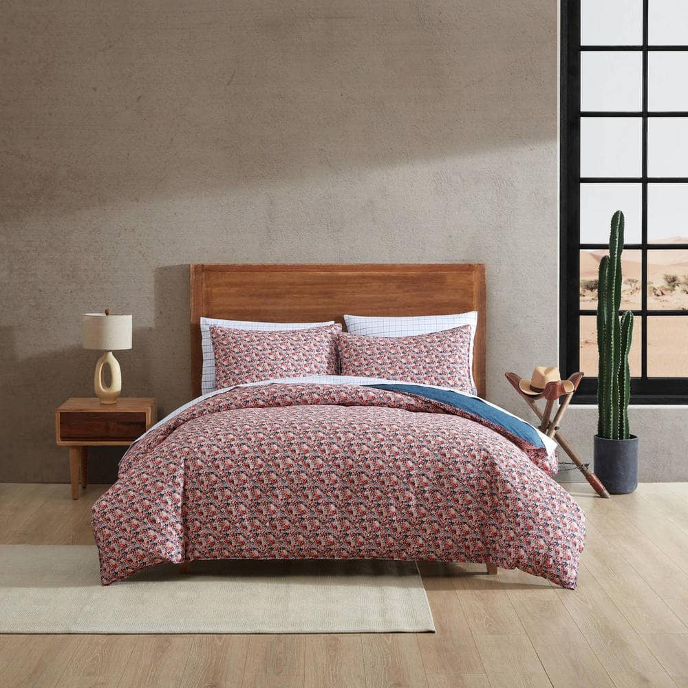 King Multicolor Cotton Floral Quilted Duvet Cover Set