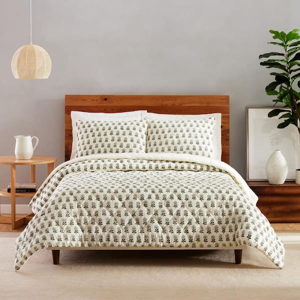 LAUREL & MAYFAIR Gwyn 3-Piece Cream Cotton King Quilt Set