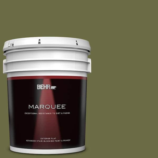 BEHR MARQUEE 5 gal. Home Decorators Collection #HDC-CL-20 Portsmouth Olive Flat Exterior Paint & Primer