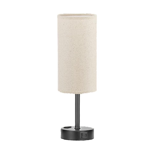 Unbranded Plug and Play 14 in. Touch Black Dimmable Integrated LED Task and Reading Lamp with USB Port in Beige Shade