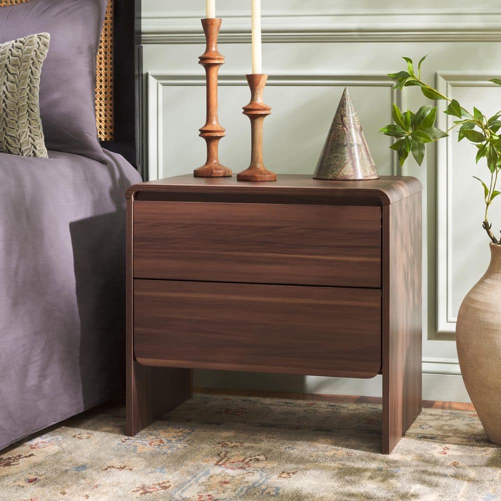 Arsenio Walnut 2-Drawer Nightstand