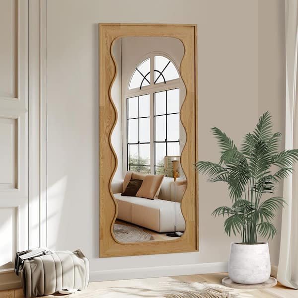 Lirago 31 in. W x 71 in. H Full-Length Wavy Solid Wood Framed Wall