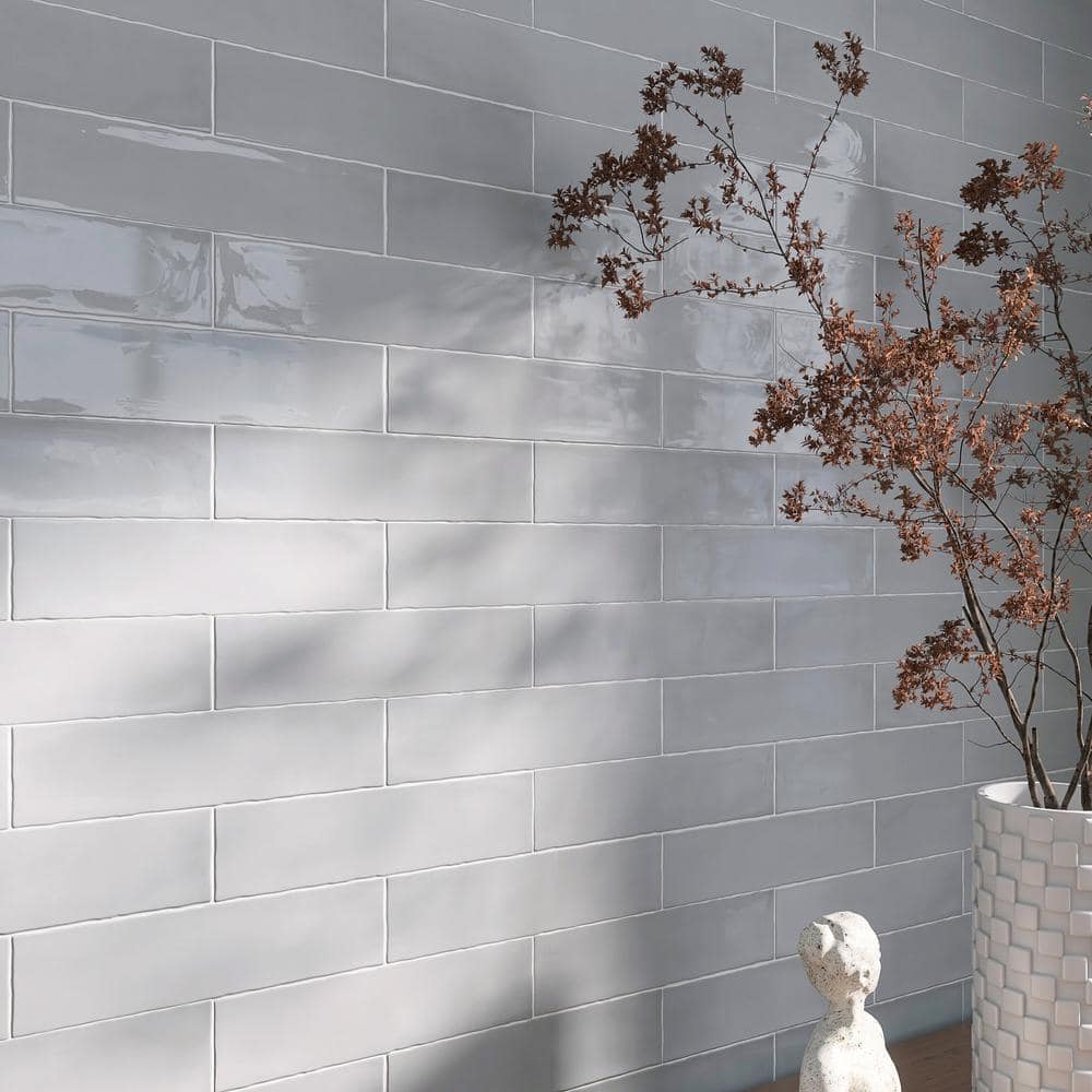 Light Gray Polished Ceramic Subway Wall Tile 3x12