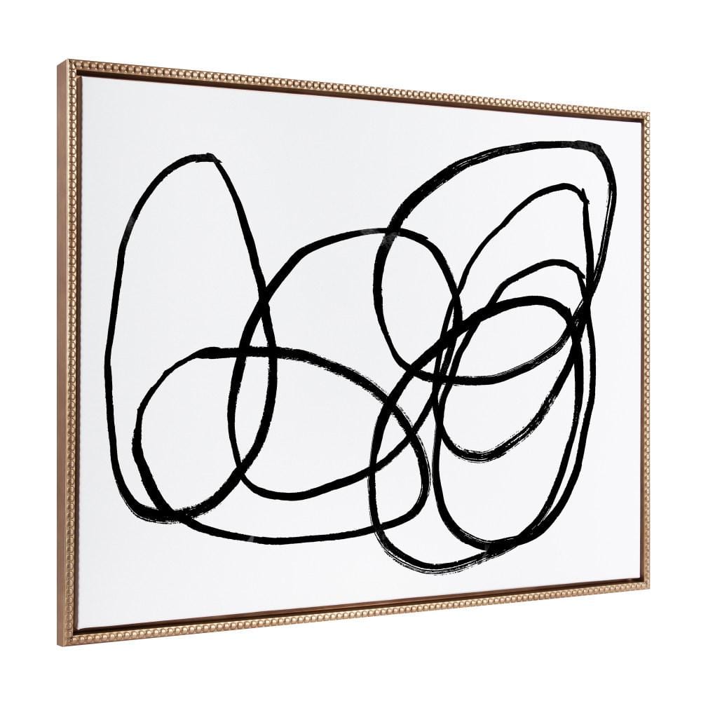 Gold Framed Black and White Abstract Canvas Wall Art, 31.5x41.5