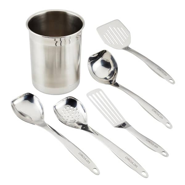6-Piece Stainless Steel Kitchen Tools with Crock Set