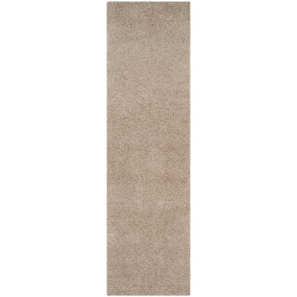 SAFAVIEH Laguna Shag Sand 2 ft. x 8 ft. Solid Runner Rug