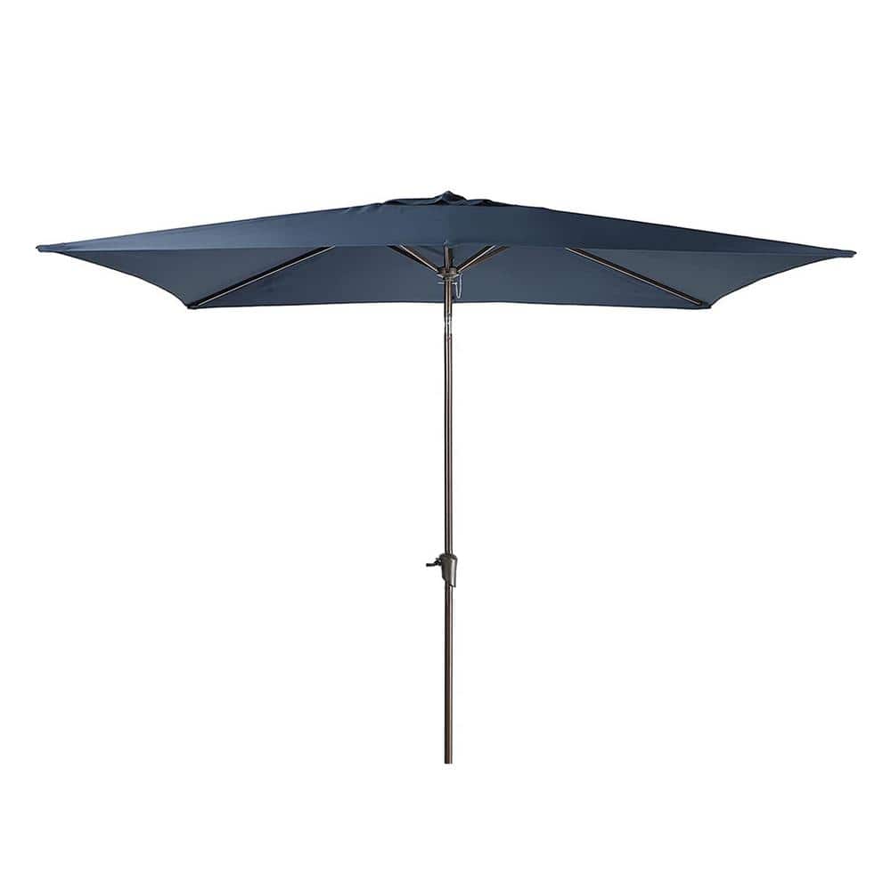 9.5 ft. x 6.6 Market Rectangular Outdoor Patio Umbrella in Dark Blue