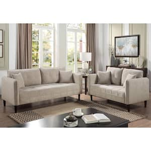 Arbusto 2-Piece Chenille Top Light Gray Sofa Living Room Set