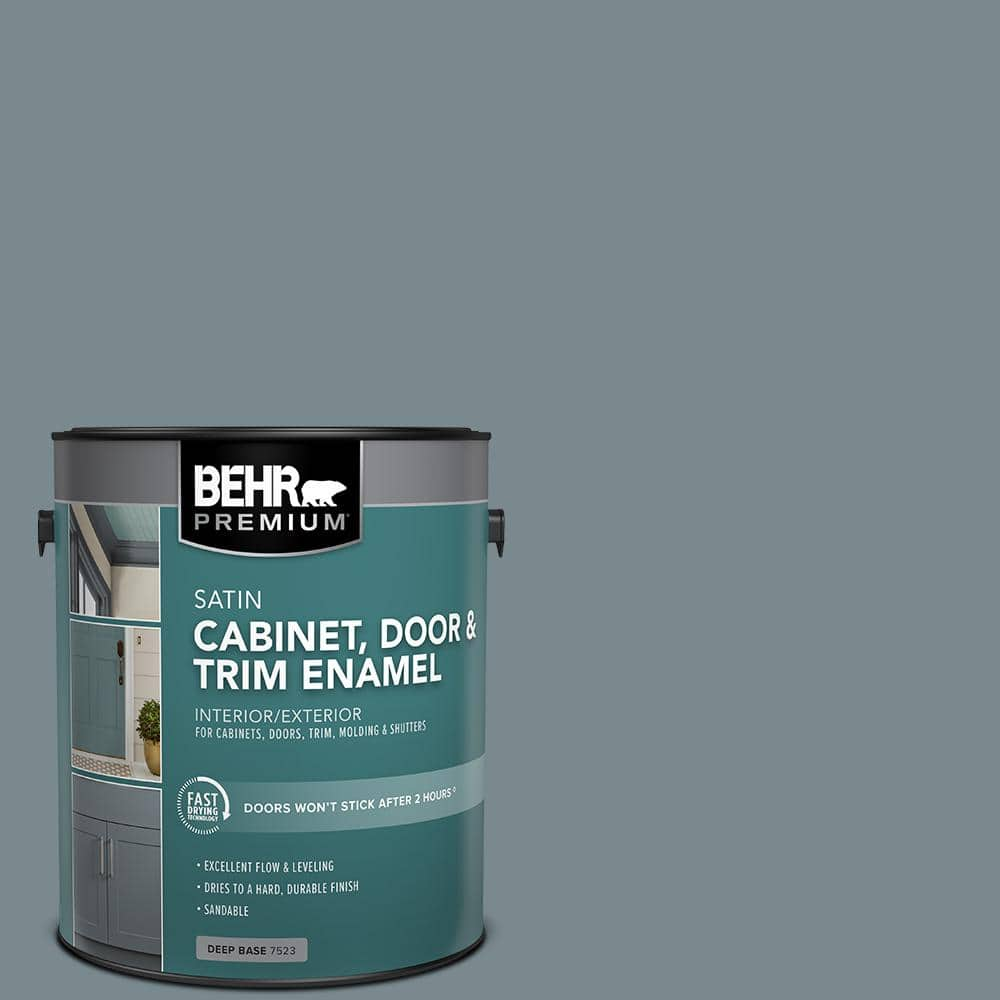 BEHR PREMIUM 1 gal. #AE-41 Diplomat Blue Satin Enamel Interior/Exterior  Cabinet, Door & Trim Paint 752301 - The Home Depot