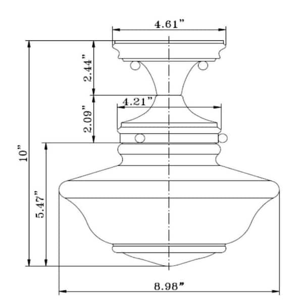 Schoolhouse Satin Nickel Ceiling Mount Light