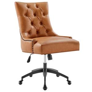 Regent Tufted Tan Faux Leather Seat Office Chair with Matte Black Metal Base