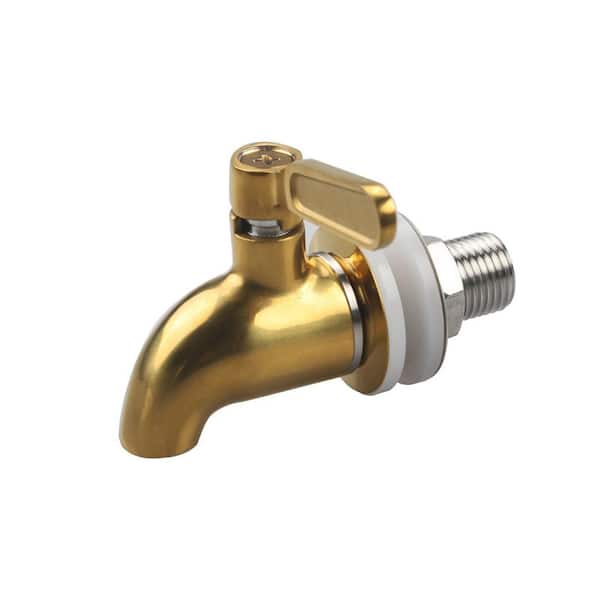 Stainless Steel Gold Beverage Serveware Replacement Spigot Faucet Fits 5/8 in. Wall 5.4 x 3.8 in. Water