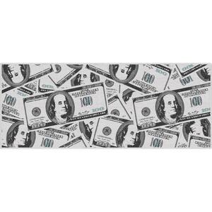 Money Dollar Stacked Novelty Printed Green 3 ft. 11 in. x 9 ft. 10 in. Runner Area Rug