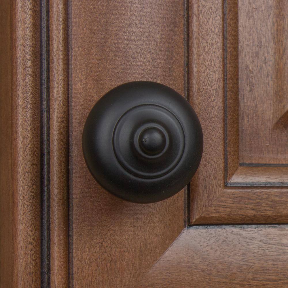 Matte Black Round Mushroom Cabinet Knob with Mounting Hardware
