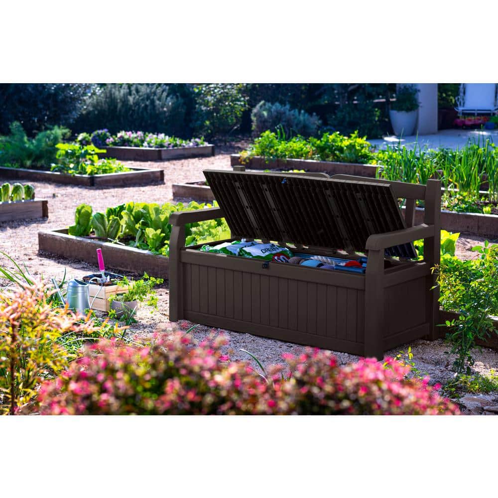 Noir Resin Outdoor Double Seating Storage Bench