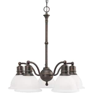Madison Collection 5-Light Antique Bronze Chandelier with Etched Glass