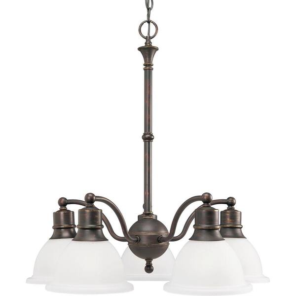 Progress Lighting Madison Collection 5-Light Antique Bronze Chandelier with Etched Glass