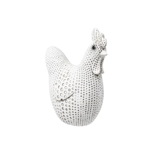 Liv & Skye White and Gray 4 in. x 5 in. Resin Spotted Chicken Figurine