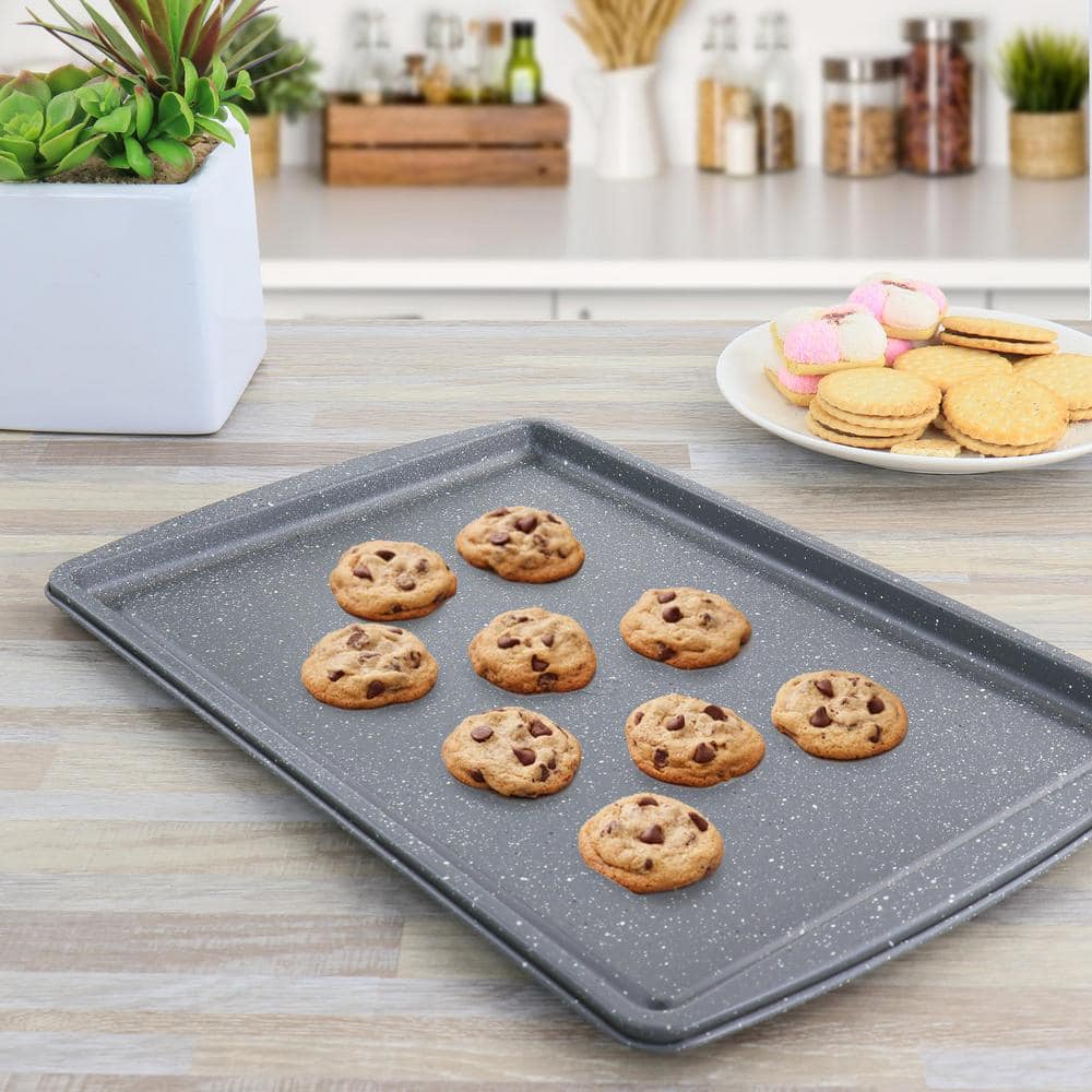 Oster 3-Piece Gray Speckle Carbon Steel Non-Stick Cookie Sheet Set