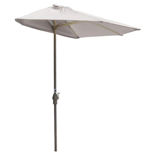 Blue Star Group Off-The-Wall Brella 7.5 ft. Patio Half Umbrella in Natural Sunbrella