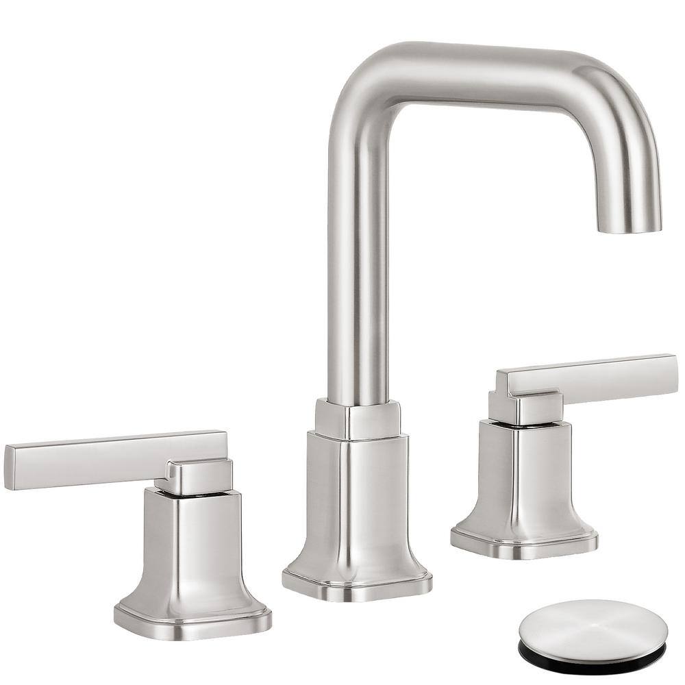 8 in. Widespread Double-Handle Bathroom Faucet with Pop-Up Drain in Brushed